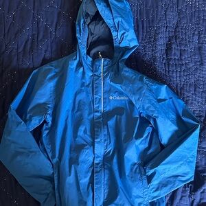 Columbia Kids Blue Hooded Rain Jacket size M